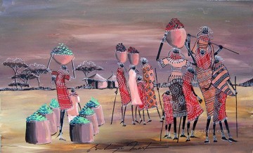 アフリカ人 Painting - アフリカの夜市